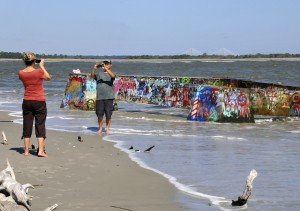 Couple photographing each other